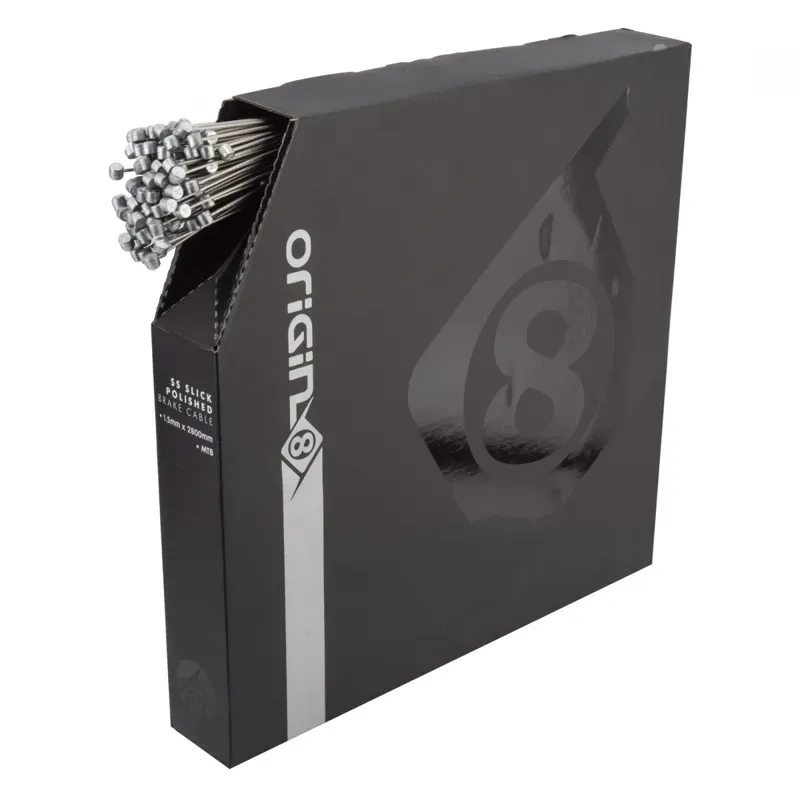 Origin8 1.5x2800 MT Polished Cable Box of 100 Brake Wires in Silver
