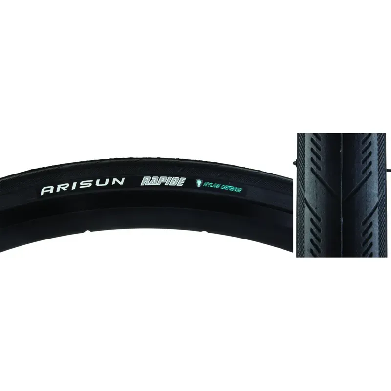Arisun Rapide 700x23c 30-tpi Nylon Defense Wire Tire in Black