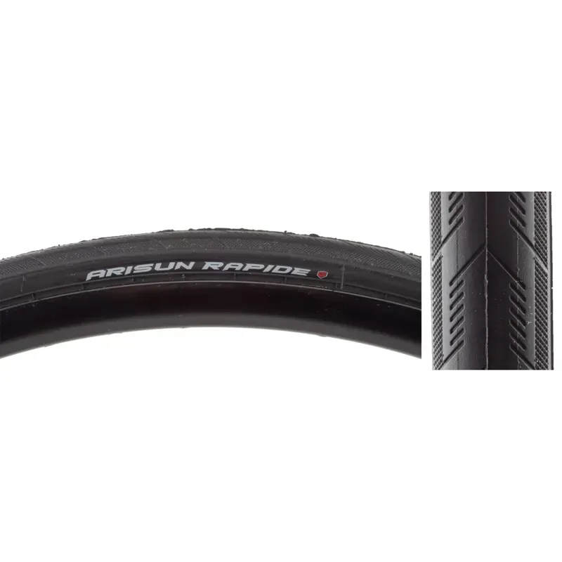 Arisun Rapide 700x25c 30-tpi Nylon Defense Wire Tire in Black