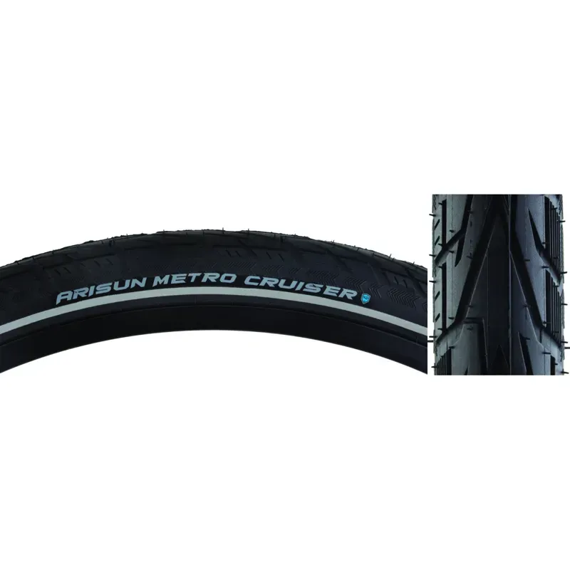 Arisun Metro Cruiser 60-tpi 700x32c KD Wire Tire in Black/Reflect