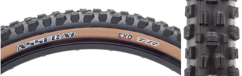 Maxxis Assegai 29x2.6-inch EXO TR Foldable Tire in Black/Tan