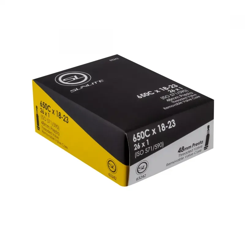 Sunlite PV48/SMTH/RC Inner Tube 25mm 650cx18-23/26x1 inch in Black