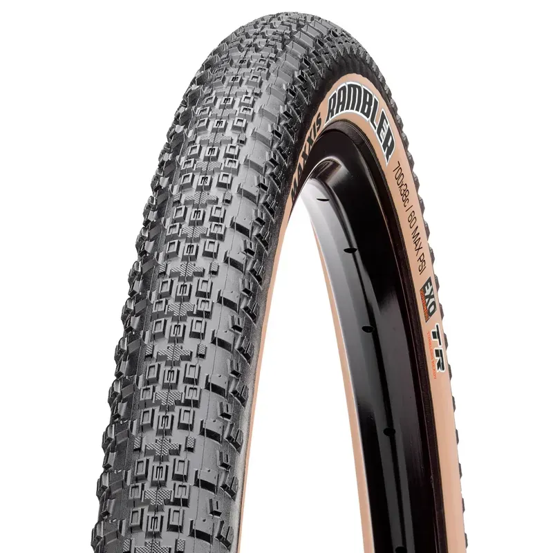 Maxxis Rambler Tire - 700 X 40 Tubeless Folding Black/Dark Tan Dual EXO Black/Dark Tan 700 x 40-1