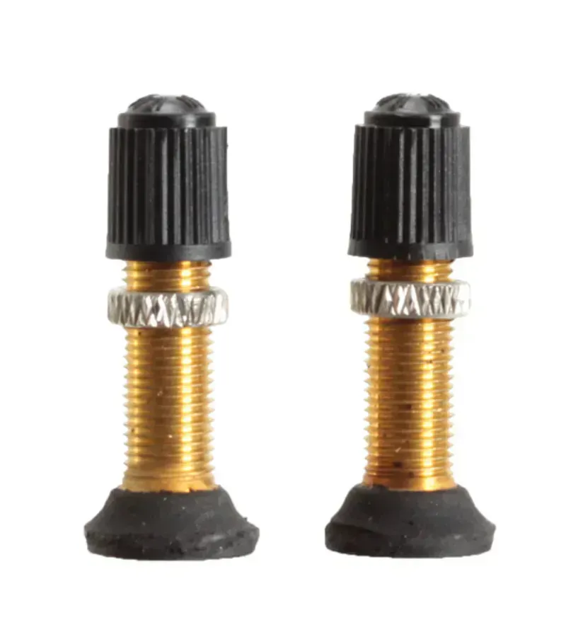 Stan's Universal 32mm Tubeless Schrader Valve Stem Pair in Brass/Gold