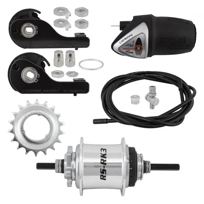 Sturmey Archer RSRK3 3 Speed Rear Hub 32 6B 135/185mm Rotary in Silver