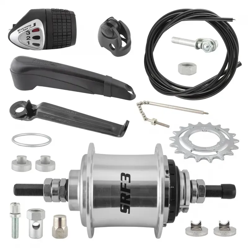 Sturmey Archer S-RF3 3 Speed Rear Hub with Trim Kit/Twist Shifter in Silver